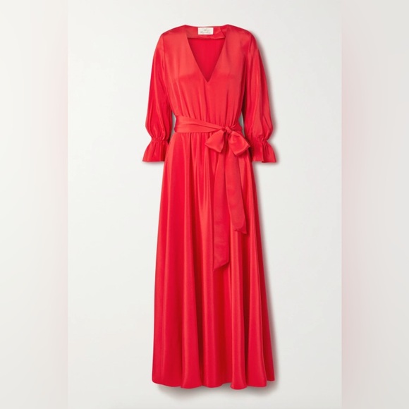 ARoss Girl x Soler red silk Maxi dress (worn in green by Kate Middleton!) - Picture 1 of 7